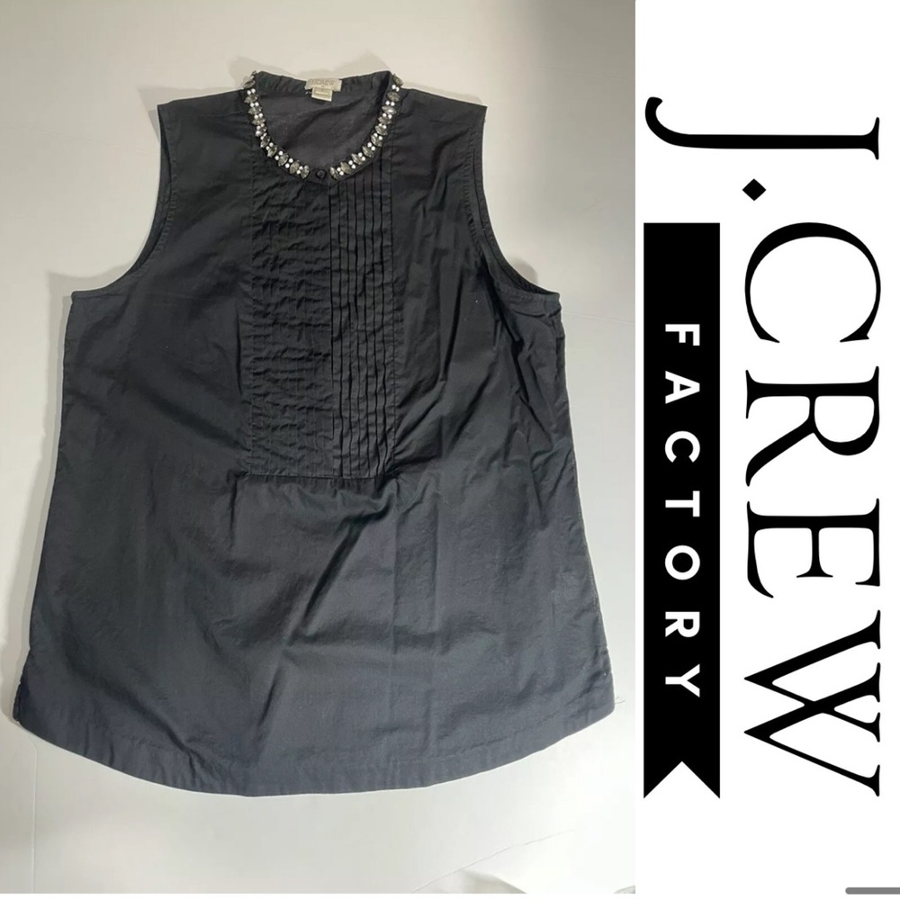 JCREW  FACTORY JEWELED TUXEDO CAMI Black Sz 8 $79.50 B5199